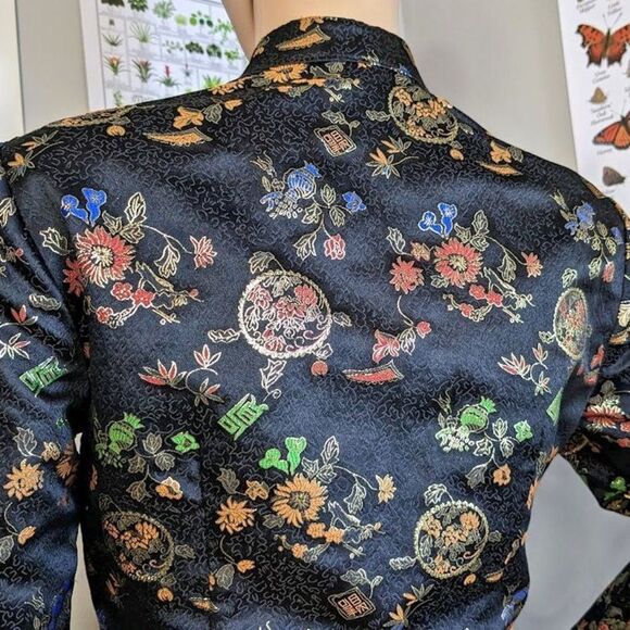 Vintage Frederick's of Hollywood Cheongsam Jacket Floral Brocade Metallic 6 - Picture 11 of 12